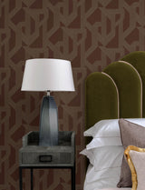 A-Street Prints Franz Maroon Geometric Wallpaper