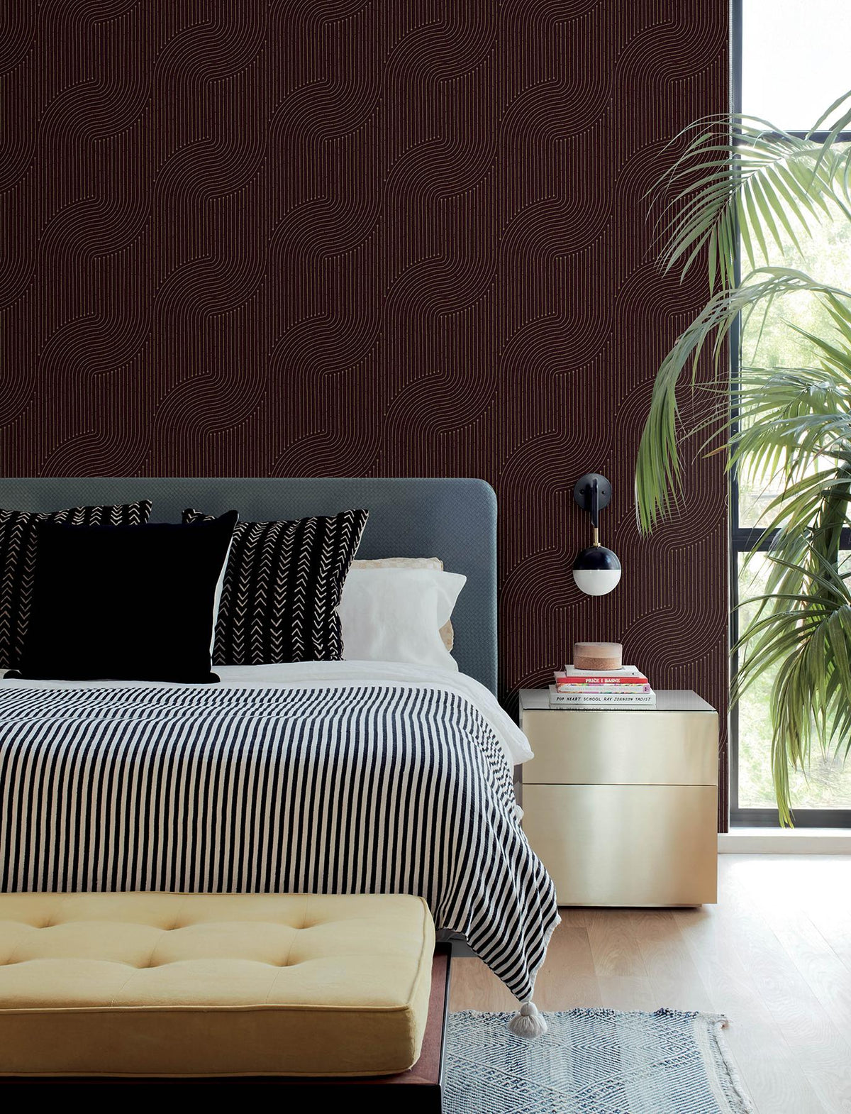 A-Street Prints Braddock Merlot Rhythmic Flow Wallpaper