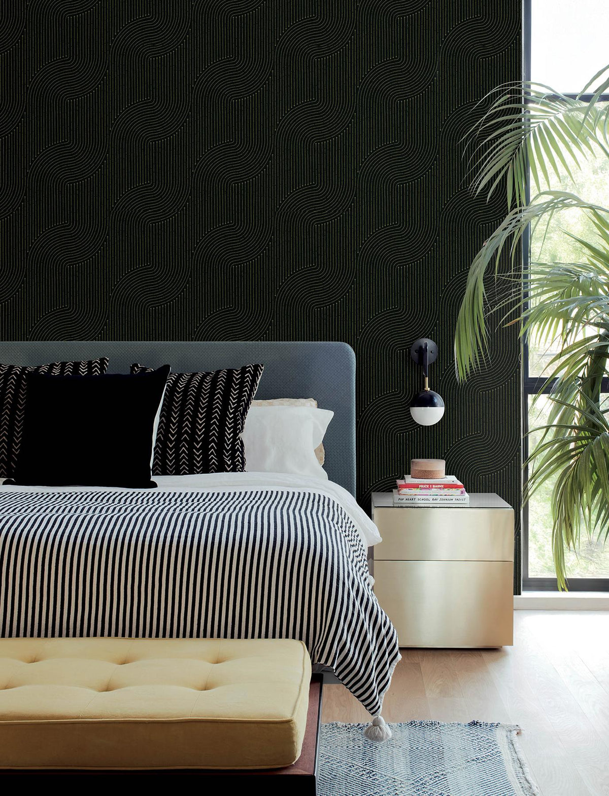 A-Street Prints Braddock Black Rhythmic Flow Wallpaper