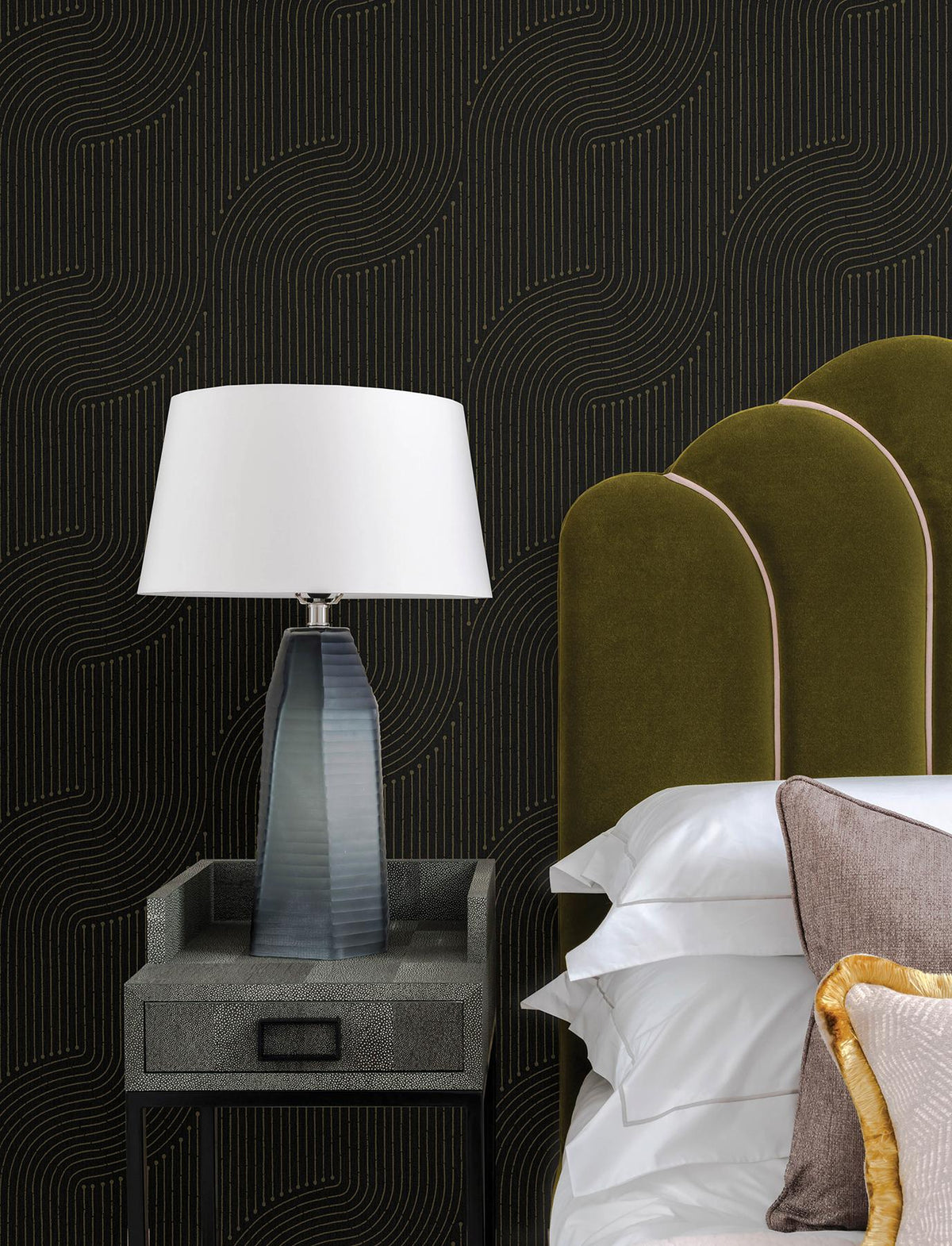A-Street Prints Braddock Black Rhythmic Flow Wallpaper