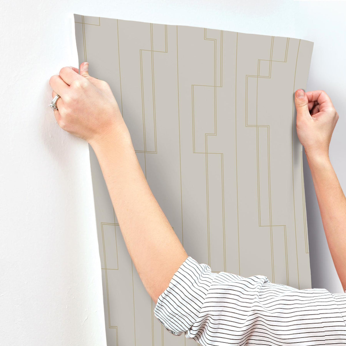 A-Street Prints Anson Taupe Deco Detailing Wallpaper