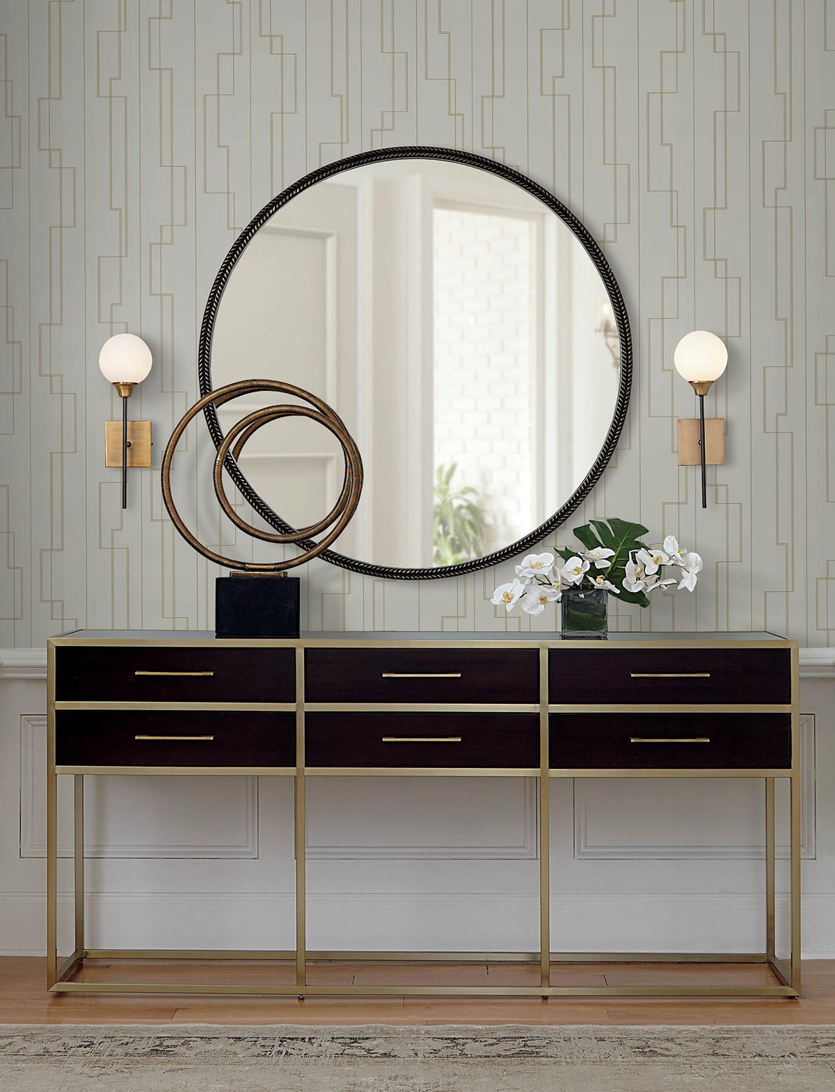 A-Street Prints Anson Taupe Deco Detailing Wallpaper