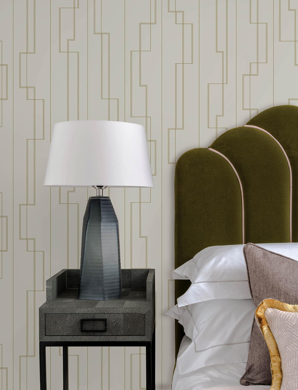 A-Street Prints Anson Taupe Deco Detailing Wallpaper