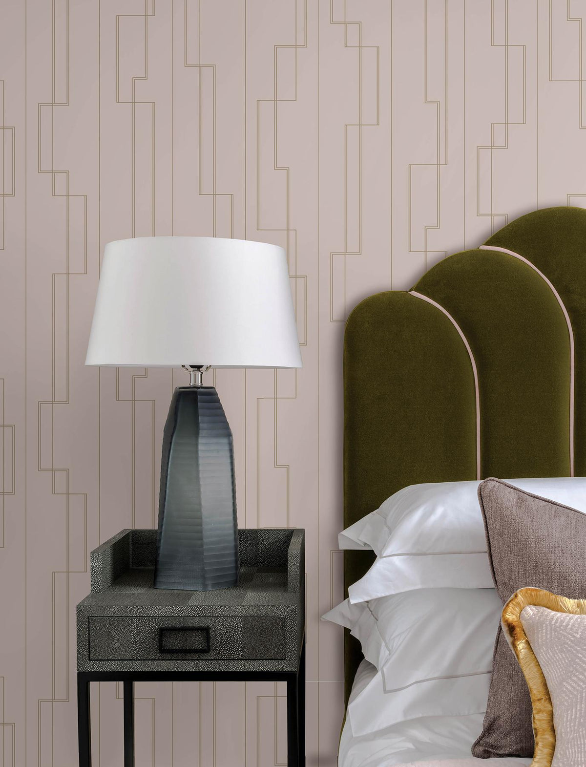 A-Street Prints Anson Blush Deco Detailing Wallpaper