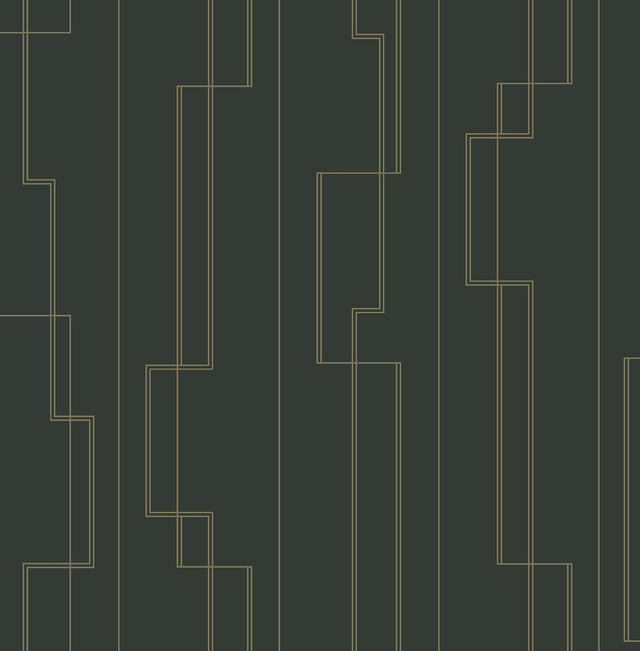 A-Street Prints Anson Evergreen Deco Detailing Wallpaper