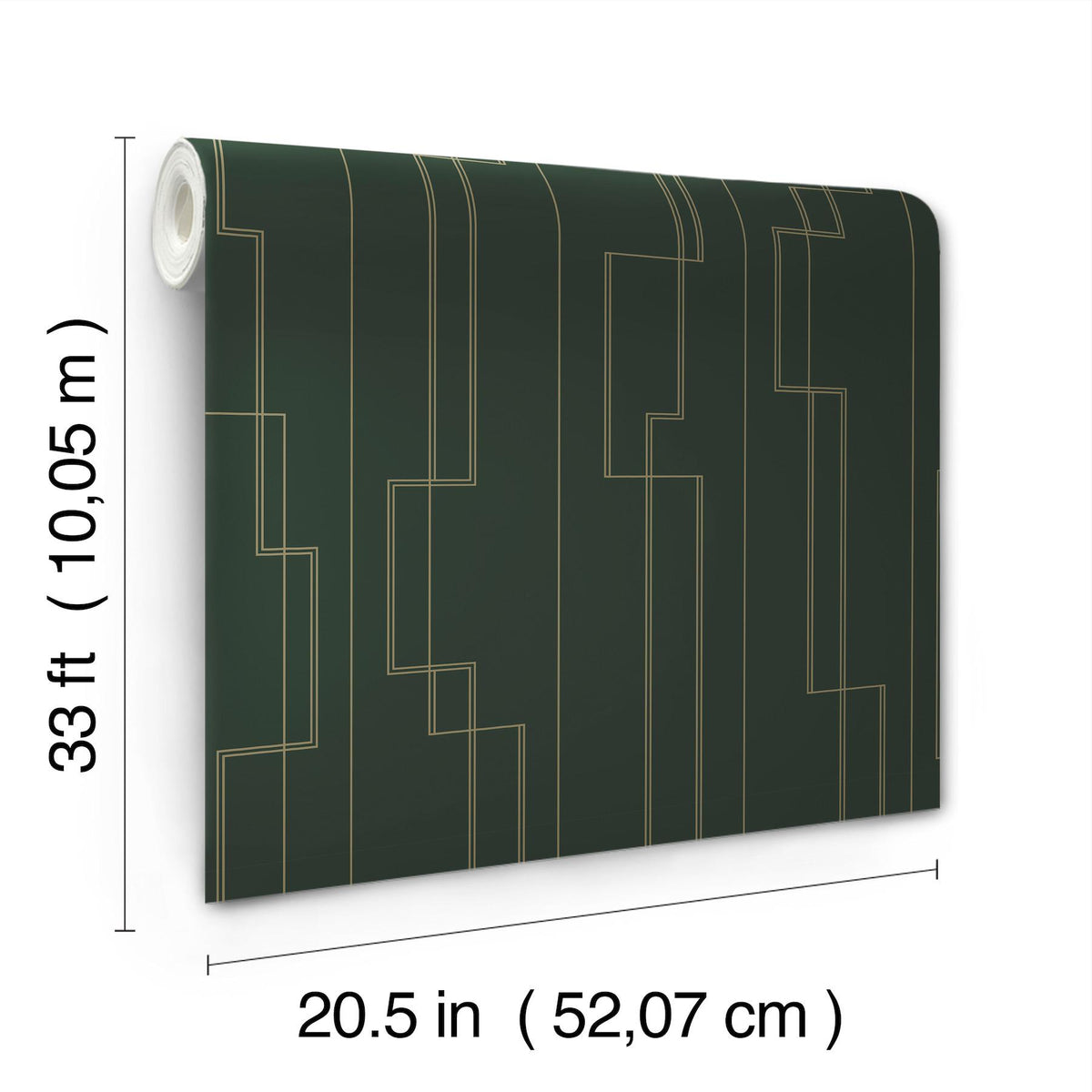 A-Street Prints Anson Evergreen Deco Detailing Wallpaper