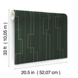 A-Street Prints Anson Evergreen Deco Detailing Wallpaper
