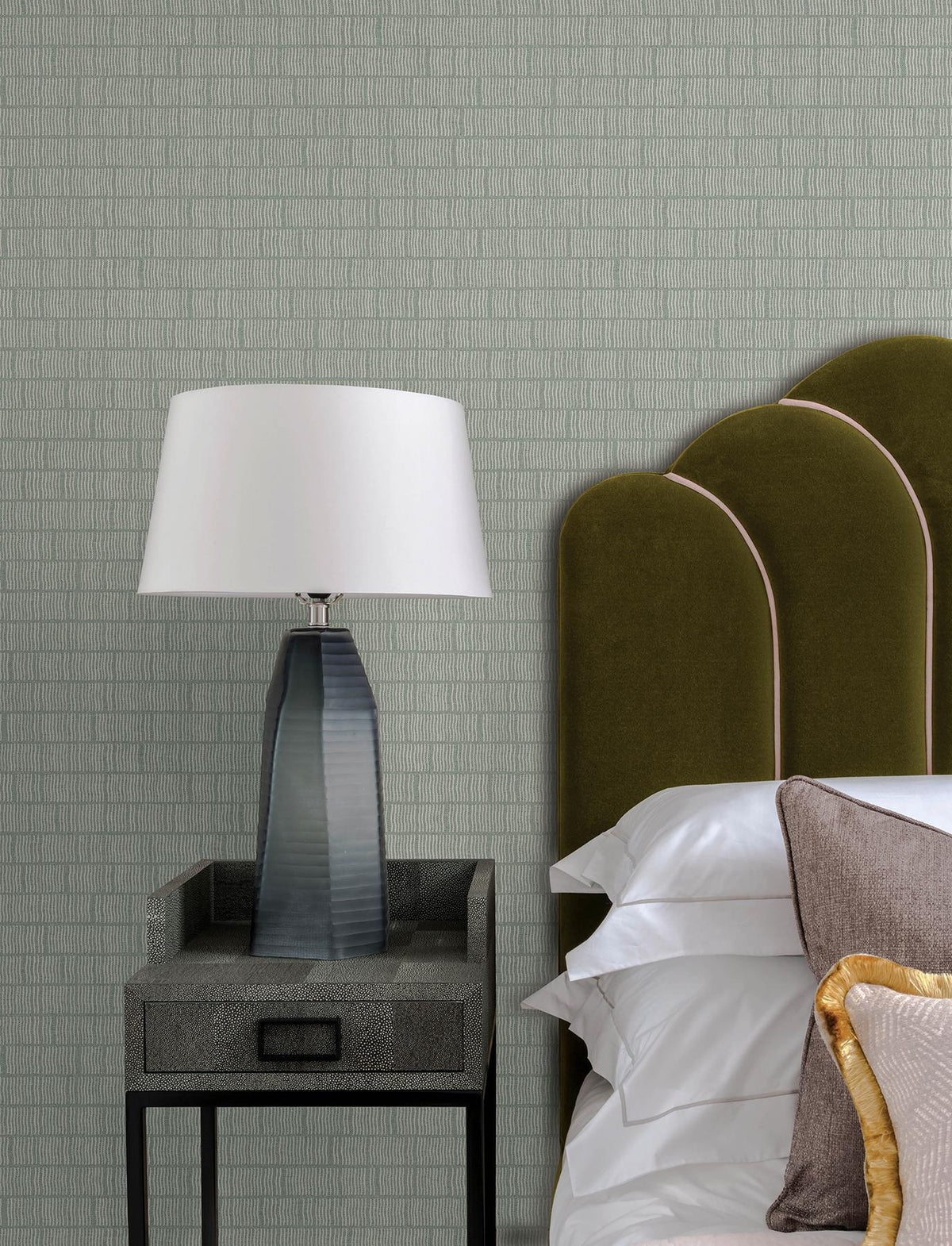 A-Street Prints Collis Green Squiggle Stripe Wallpaper