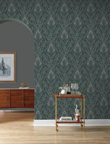 A-Street Prints Rosalind Teal Iris Damask Wallpaper