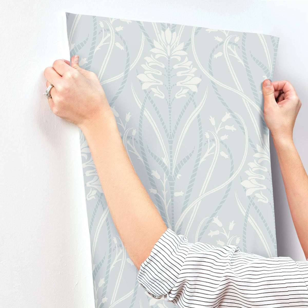 A-Street Prints Rosalind Sky Blue Iris Damask Wallpaper