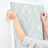 A-Street Prints Rosalind Sky Blue Iris Damask Wallpaper