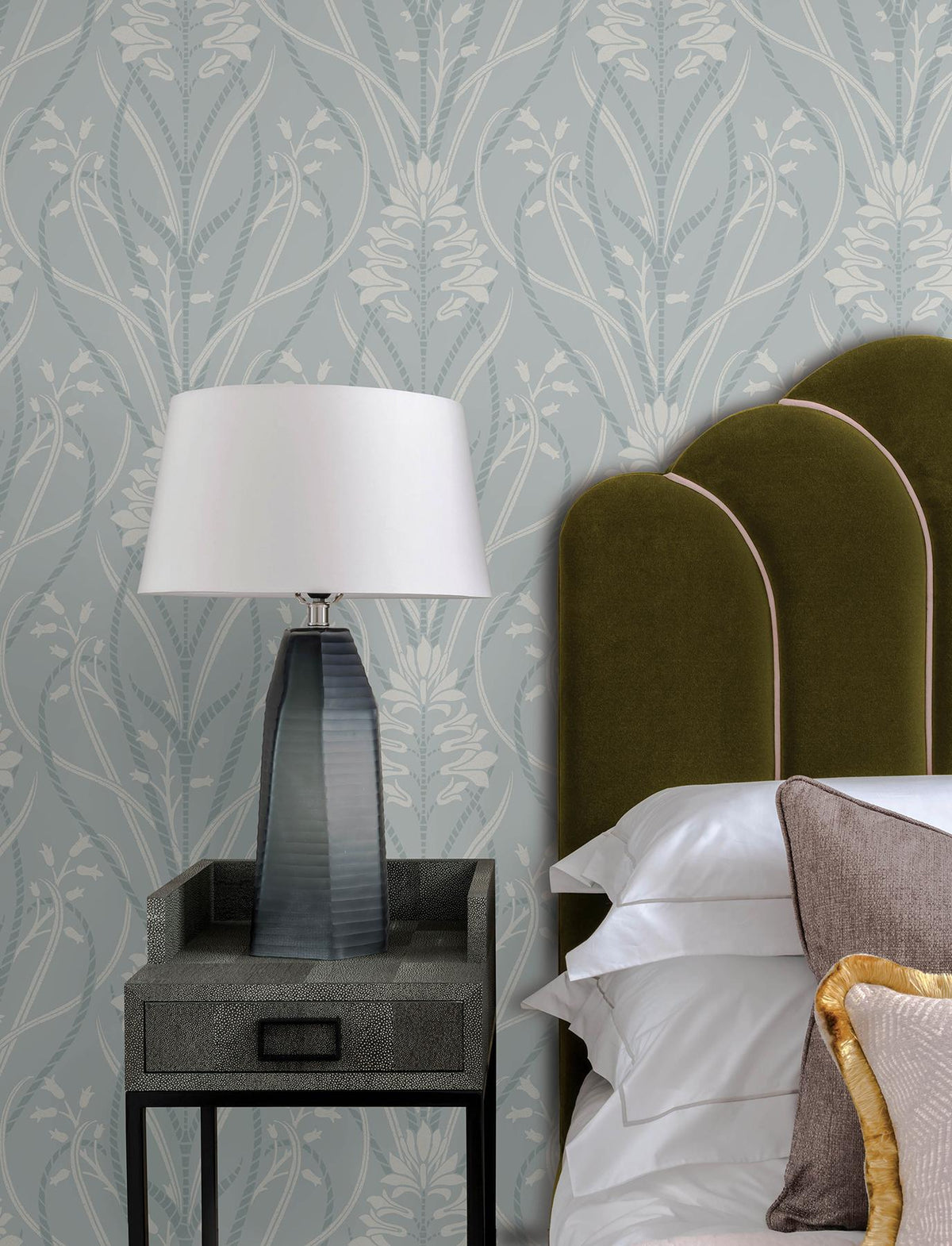 A-Street Prints Rosalind Sky Blue Iris Damask Wallpaper