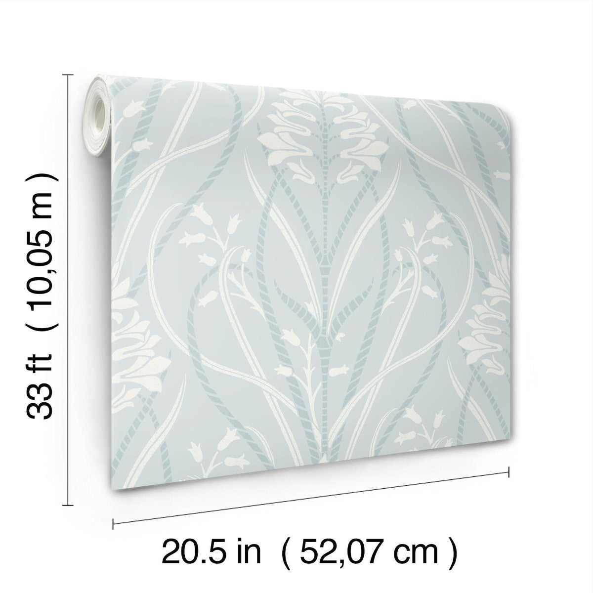 A-Street Prints Rosalind Sky Blue Iris Damask Wallpaper