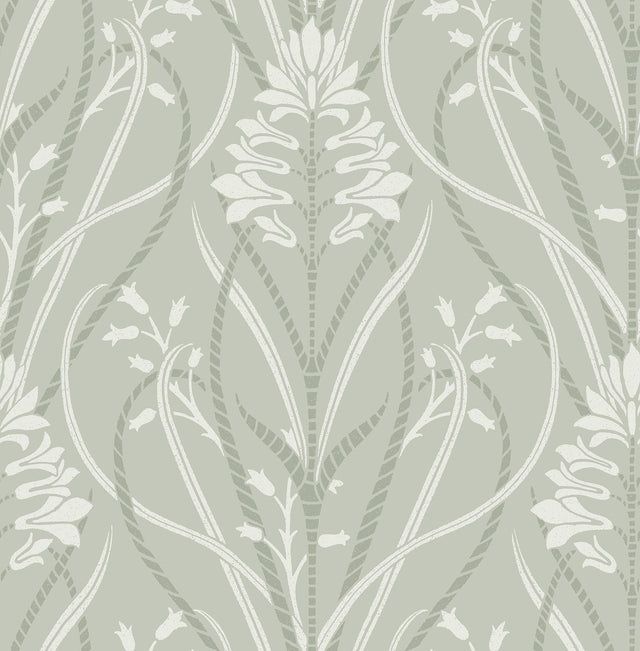 A-Street Prints Rosalind Sage Iris Damask Wallpaper