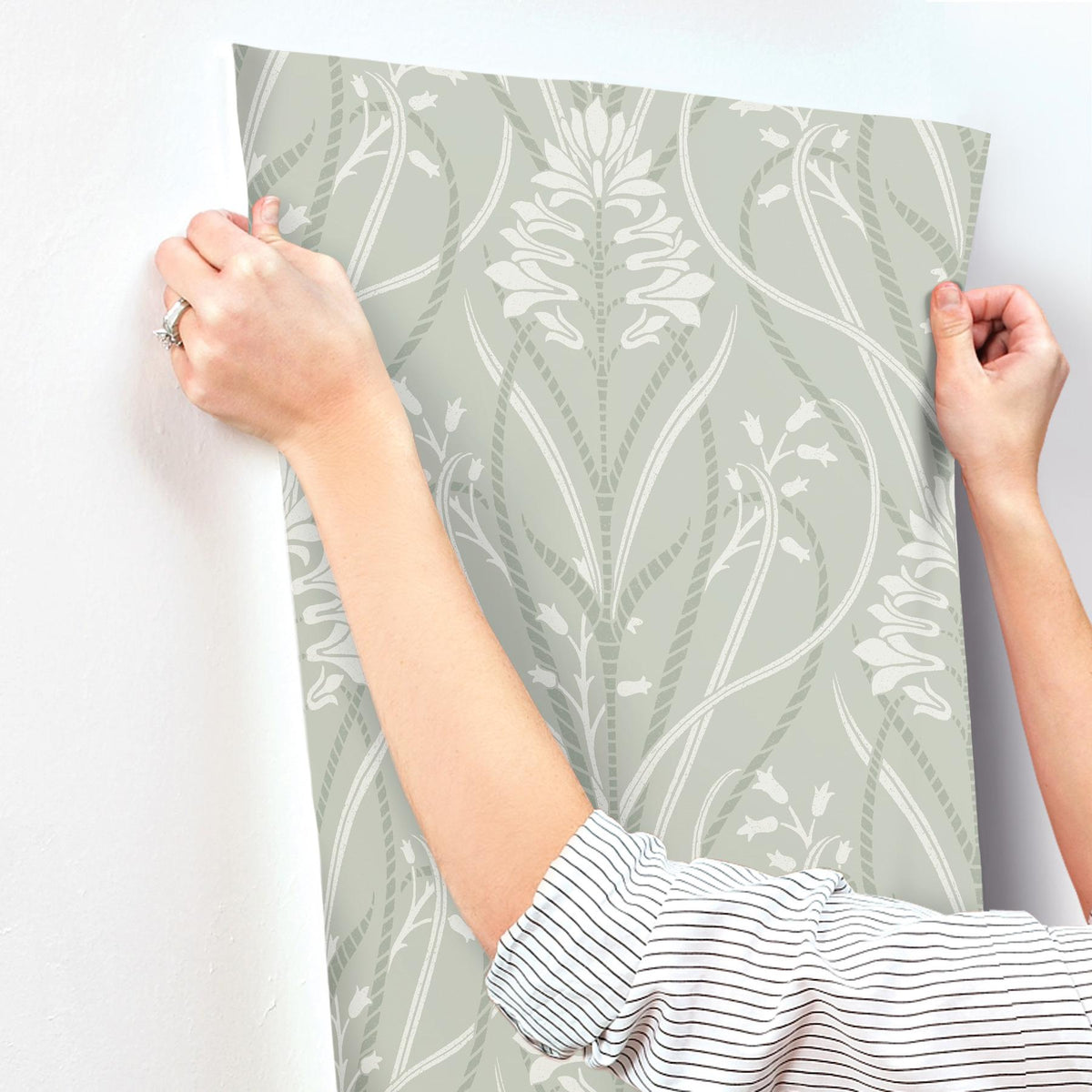A-Street Prints Rosalind Sage Iris Damask Wallpaper
