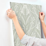 A-Street Prints Rosalind Sage Iris Damask Wallpaper