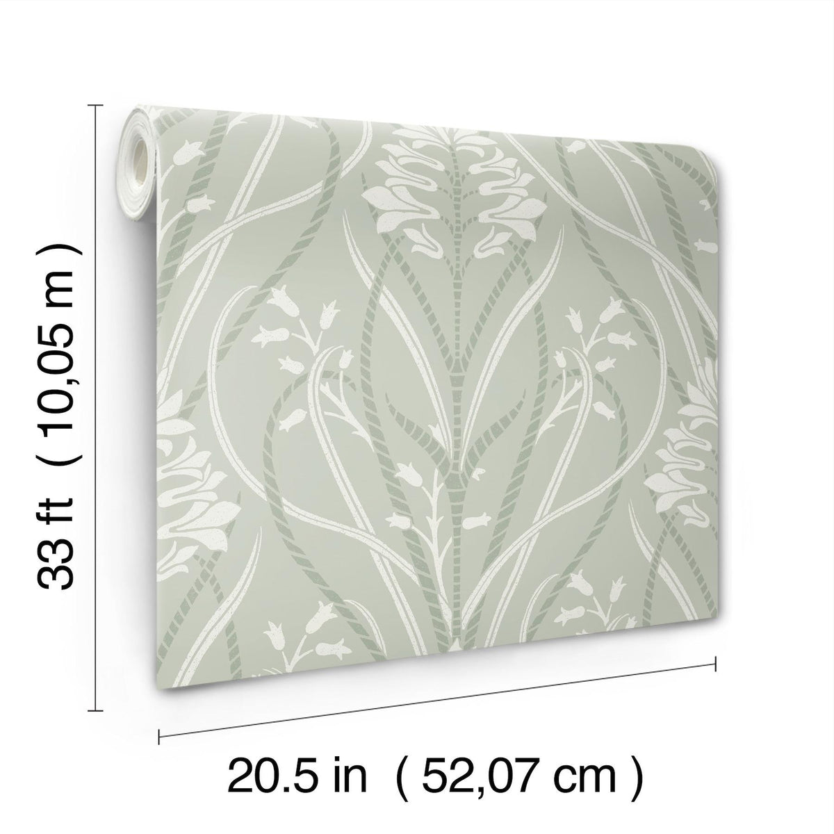 A-Street Prints Rosalind Sage Iris Damask Wallpaper