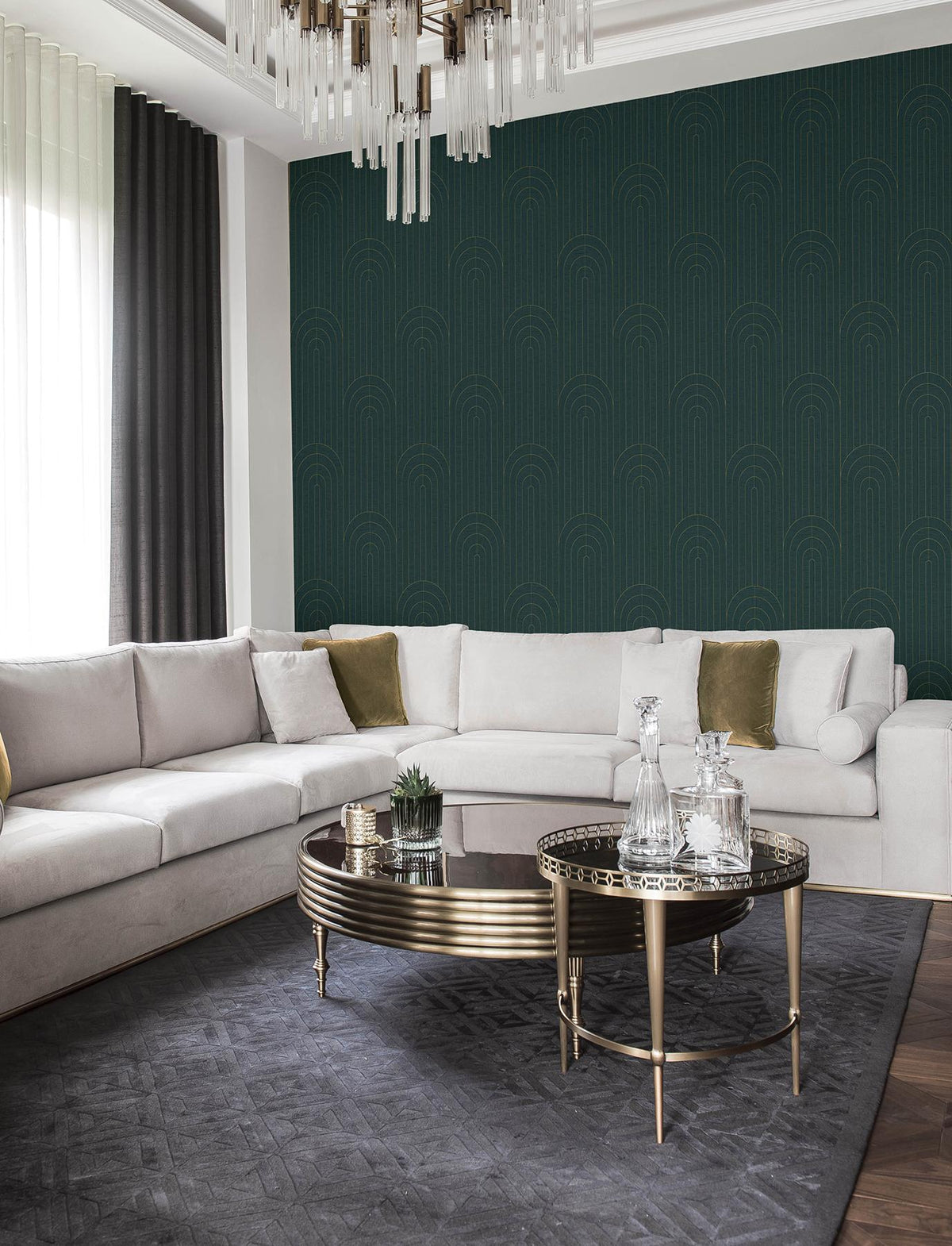 A-Street Prints Declan Teal Textured Arches Wallpaper