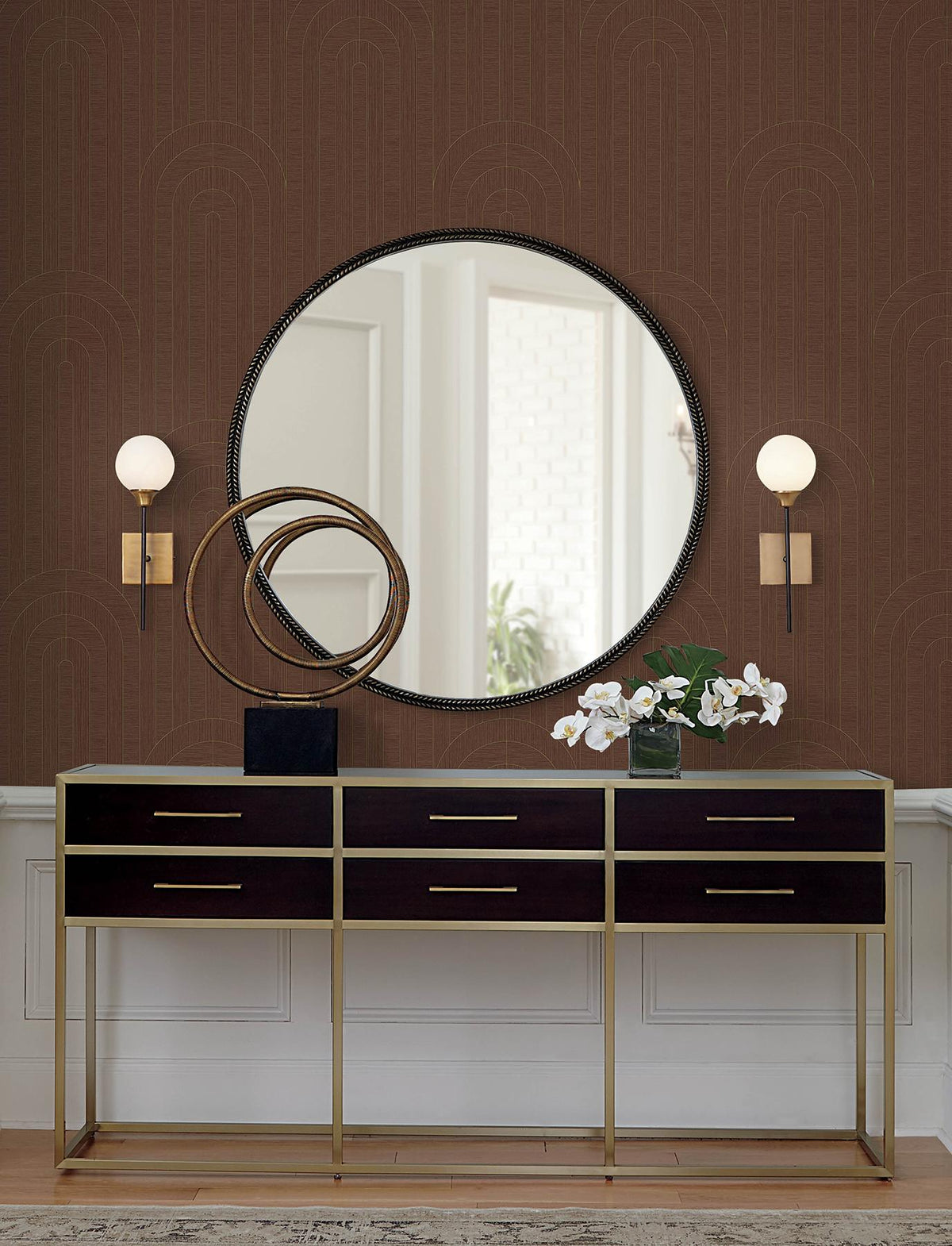 A-Street Prints Declan Maroon Textured Arches Wallpaper