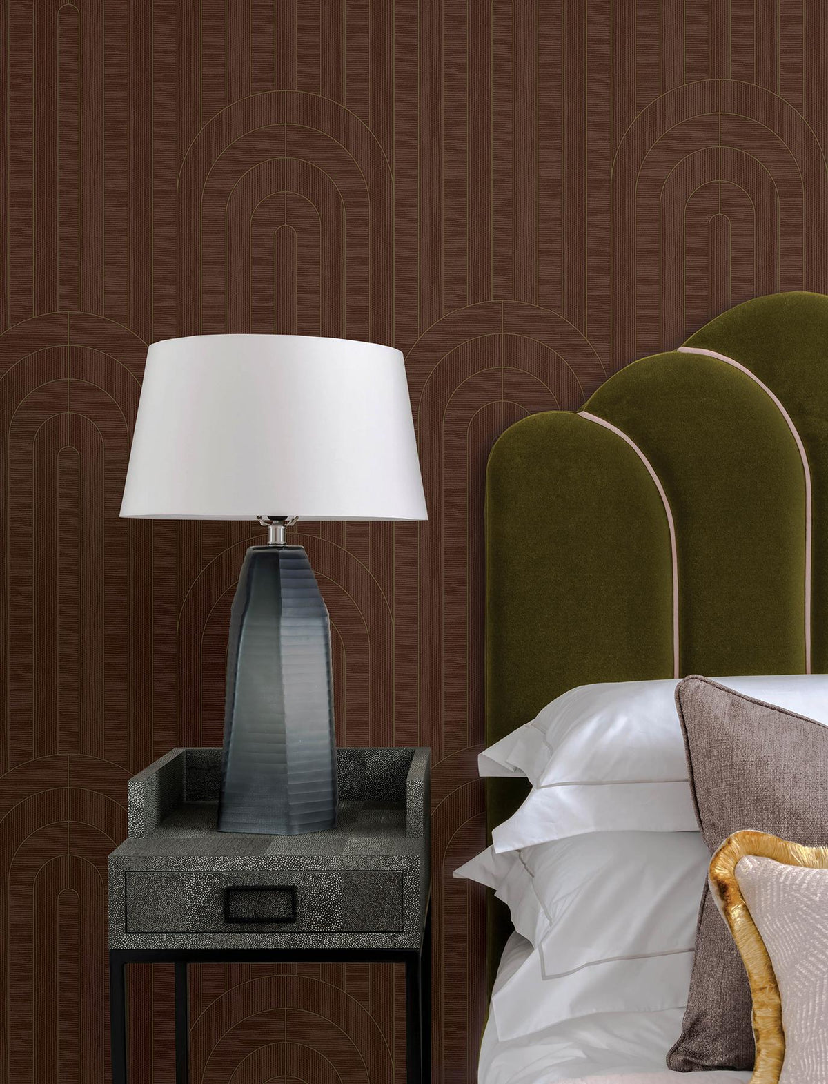 A-Street Prints Declan Maroon Textured Arches Wallpaper