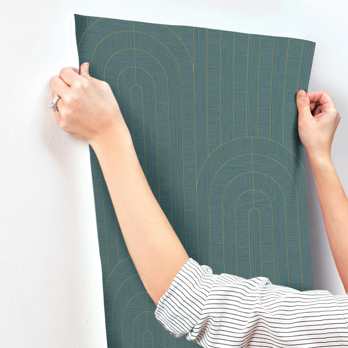 A-Street Prints Declan Turquoise Textured Arches Wallpaper