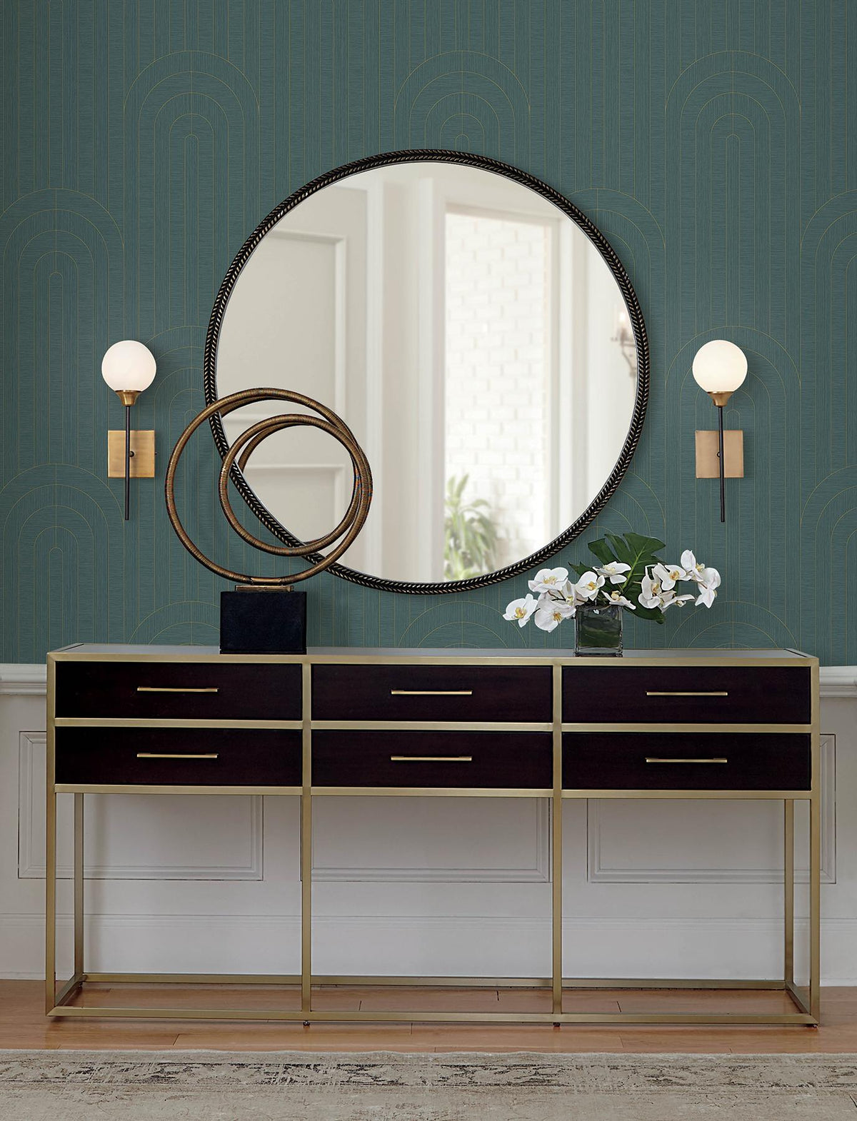 A-Street Prints Declan Turquoise Textured Arches Wallpaper