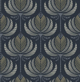 A-Street Prints Ferrenby Dark Blue Floral Fan Wallpaper