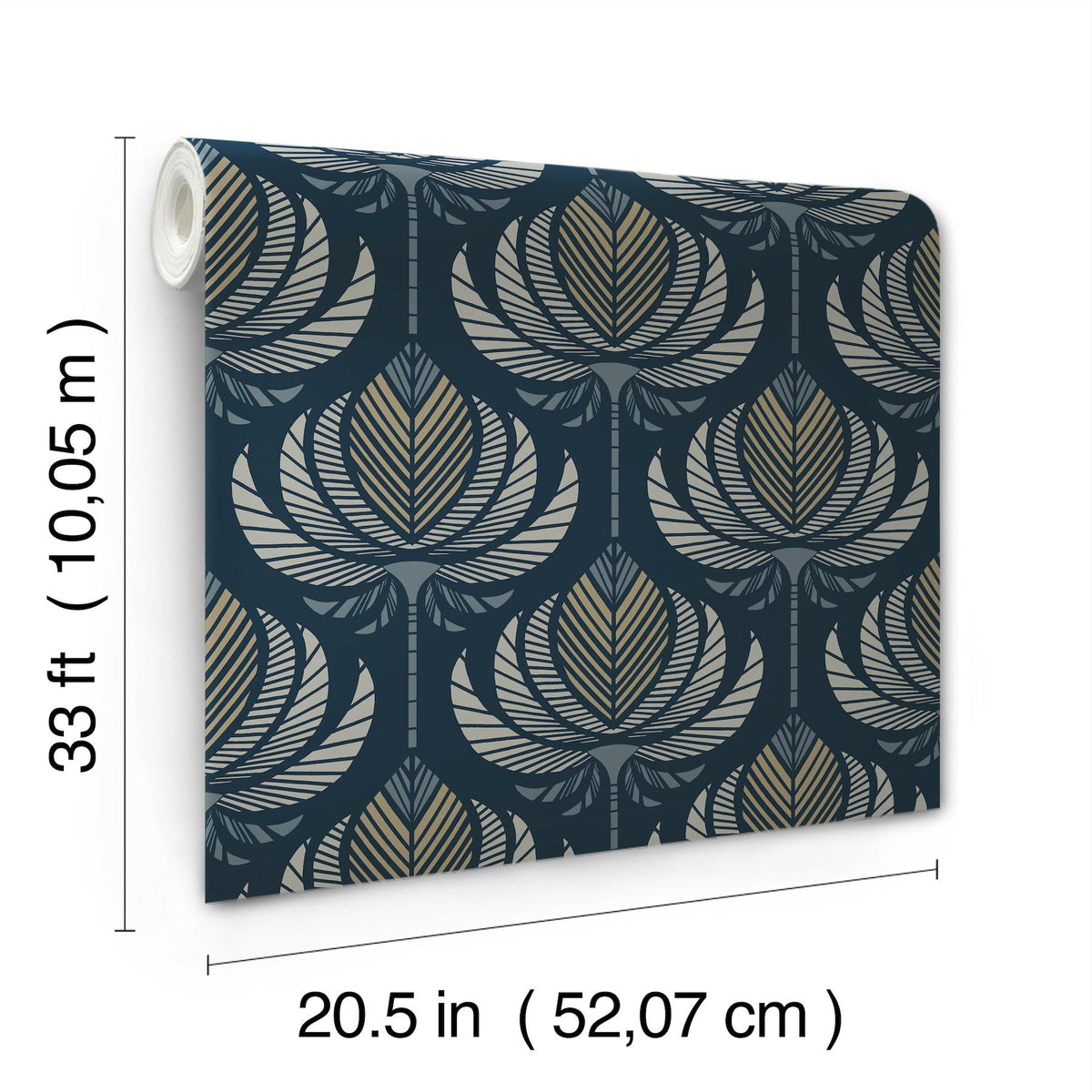A-Street Prints Ferrenby Dark Blue Floral Fan Wallpaper