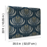 A-Street Prints Ferrenby Dark Blue Floral Fan Wallpaper