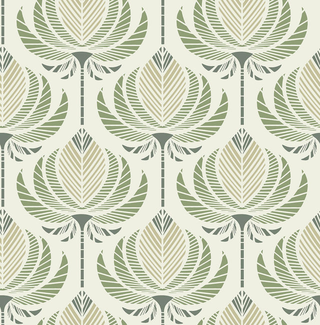 A-Street Prints Ferrenby Green Floral Fan Wallpaper