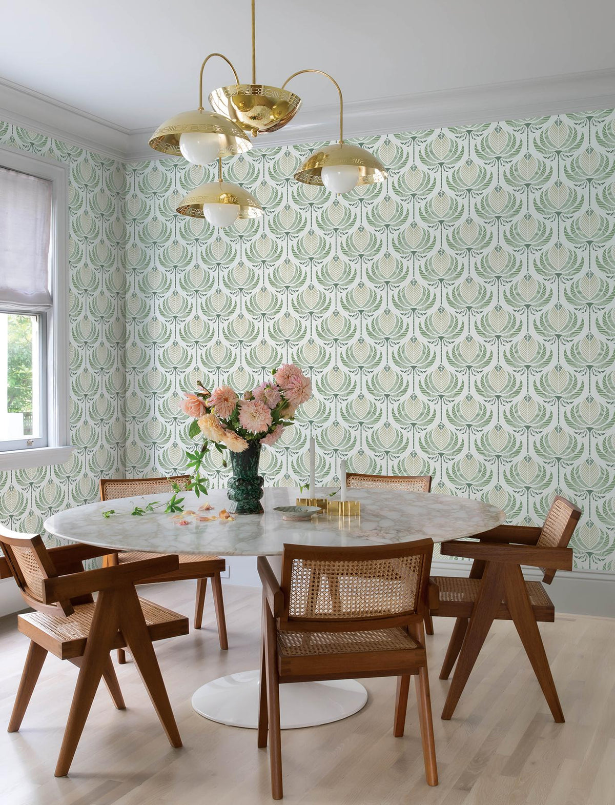 A-Street Prints Ferrenby Green Floral Fan Wallpaper