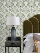 A-Street Prints Ferrenby Green Floral Fan Wallpaper