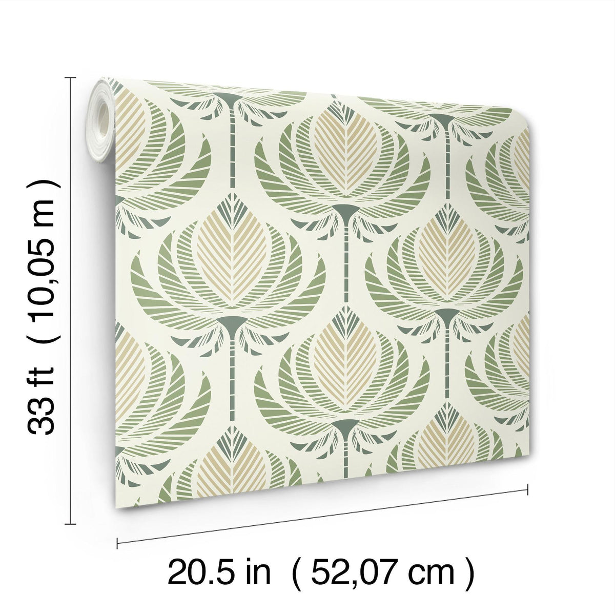 A-Street Prints Ferrenby Green Floral Fan Wallpaper