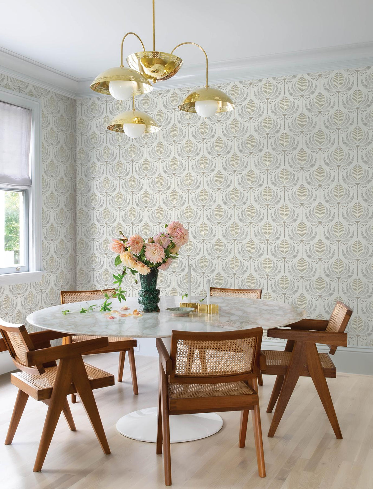 A-Street Prints Ferrenby Metallic Floral Fan Wallpaper