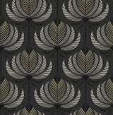 A-Street Prints Ferrenby Black Floral Fan Wallpaper