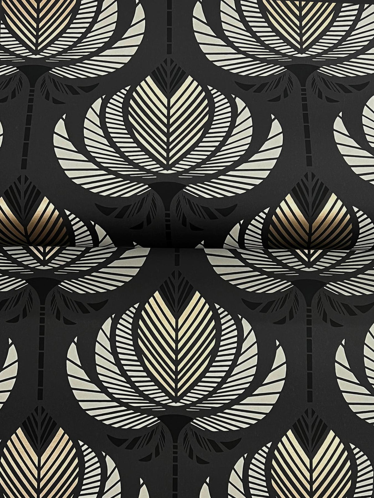A-Street Prints Ferrenby Black Floral Fan Wallpaper