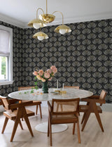 A-Street Prints Ferrenby Black Floral Fan Wallpaper