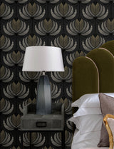 A-Street Prints Ferrenby Black Floral Fan Wallpaper