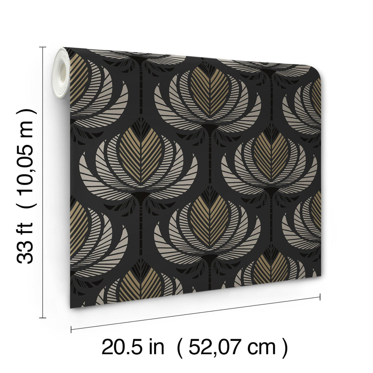 A-Street Prints Ferrenby Black Floral Fan Wallpaper