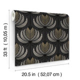 A-Street Prints Ferrenby Black Floral Fan Wallpaper