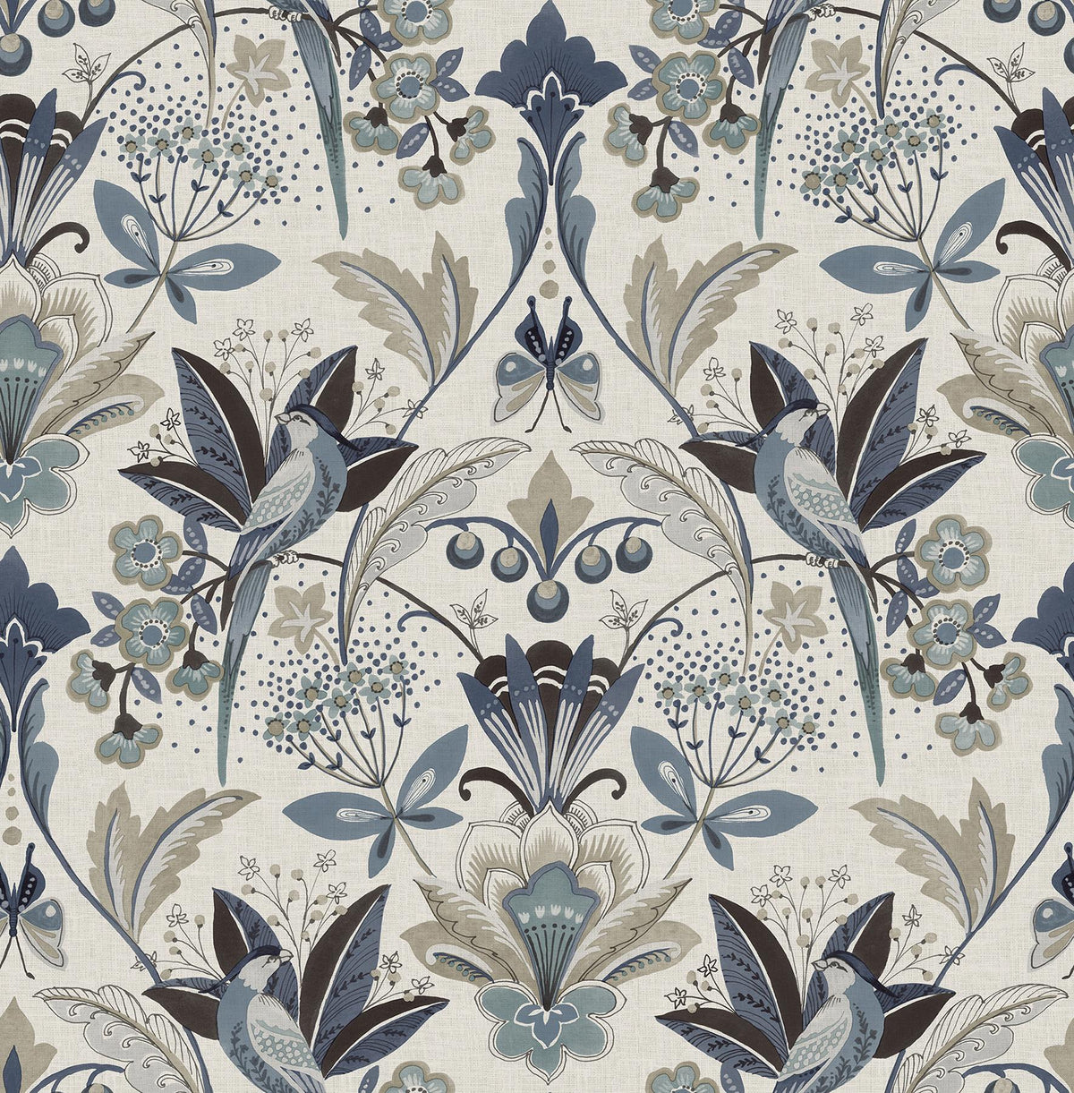 A-Street Prints Bernadette Blue Garden Wilderness Wallpaper