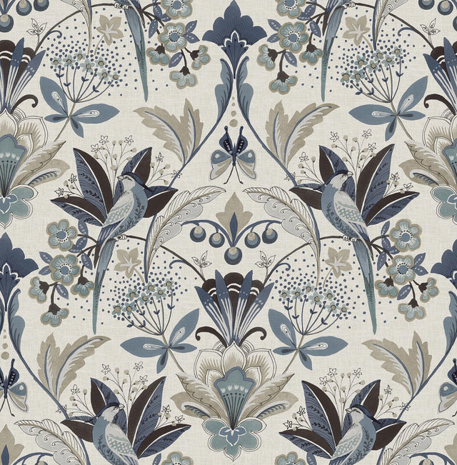 A-Street Prints Bernadette Blue Garden Wilderness Wallpaper