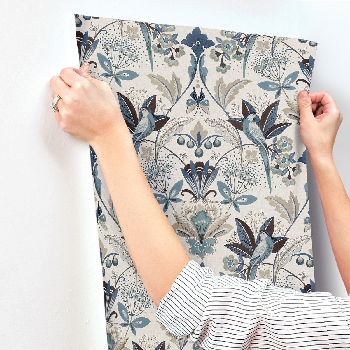 A-Street Prints Bernadette Blue Garden Wilderness Wallpaper