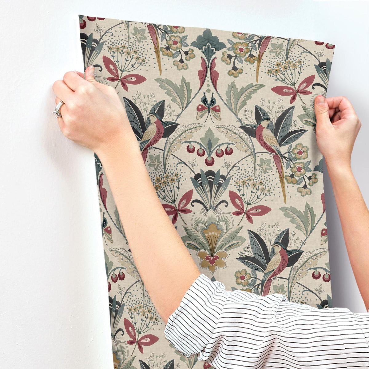 A-Street Prints Bernadette Merlot Garden Wilderness Wallpaper