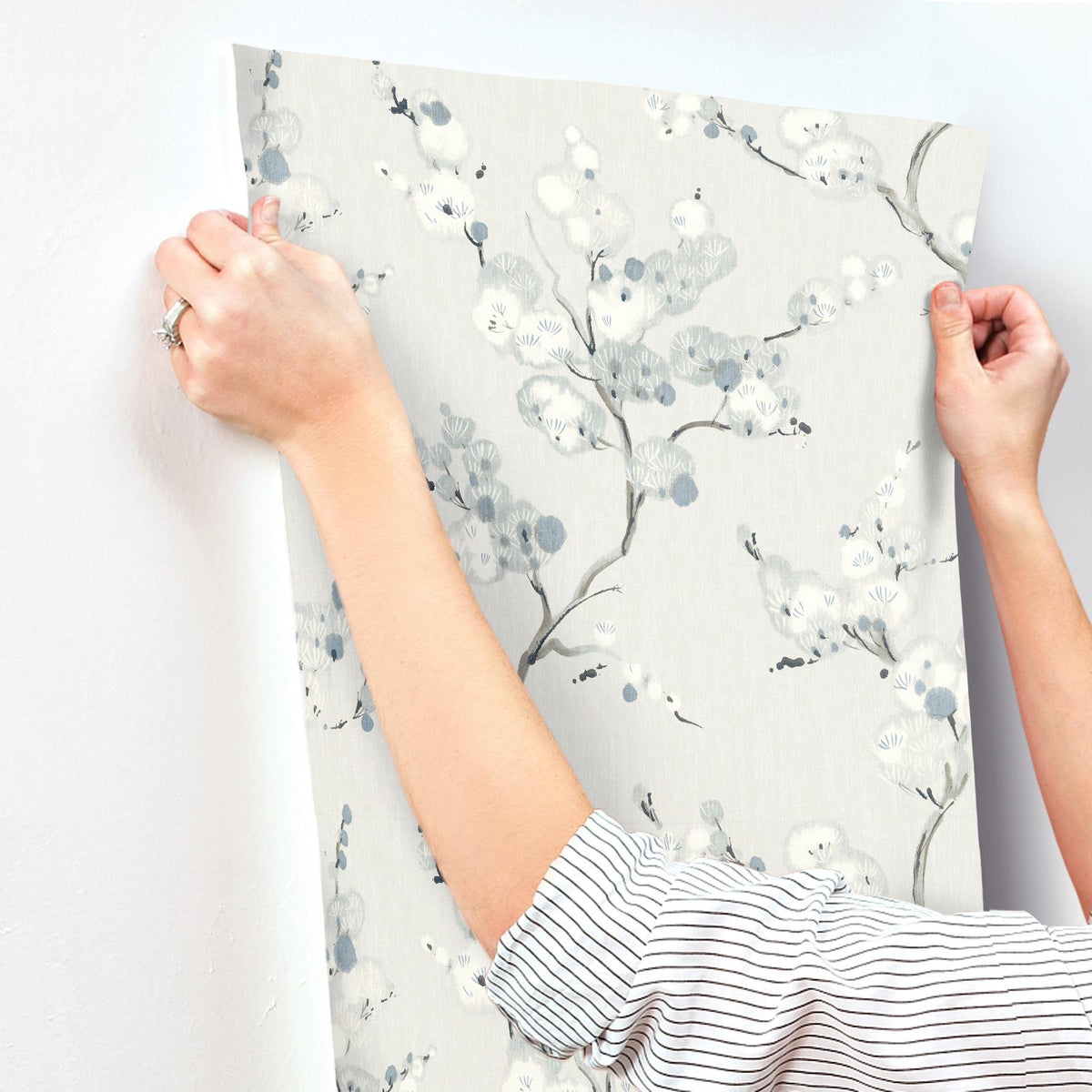 A-Street Prints Bliss Sky Blue Blossom Wallpaper