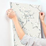 A-Street Prints Bliss Sky Blue Blossom Wallpaper