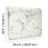 A-Street Prints Bliss Sky Blue Blossom Wallpaper