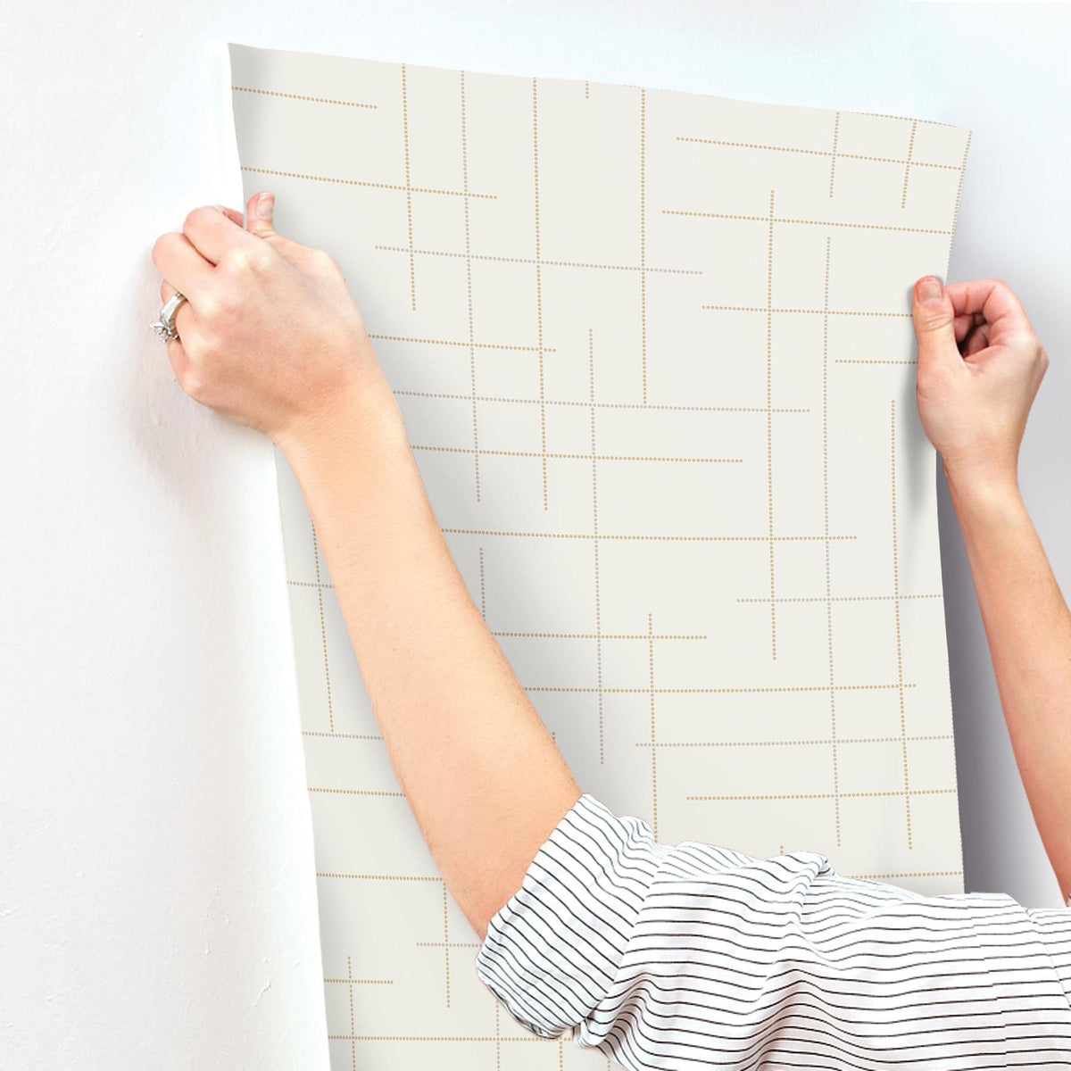 A-Street Prints Wylie Metallic Dotted Gridlines Wallpaper