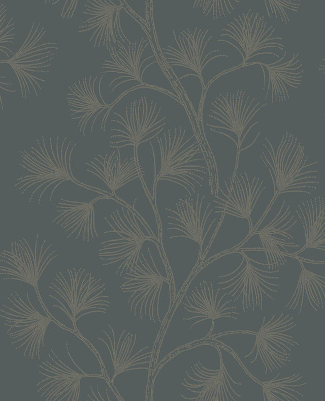 A-Street Prints Kismine Slate Botanical Trail Wallpaper