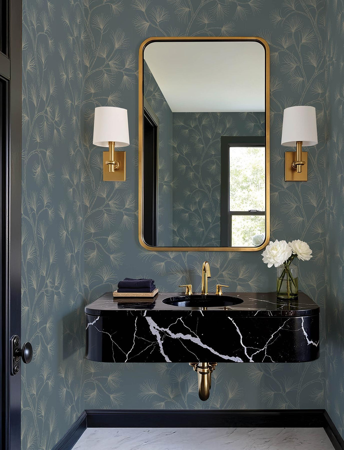 A-Street Prints Kismine Slate Botanical Trail Wallpaper